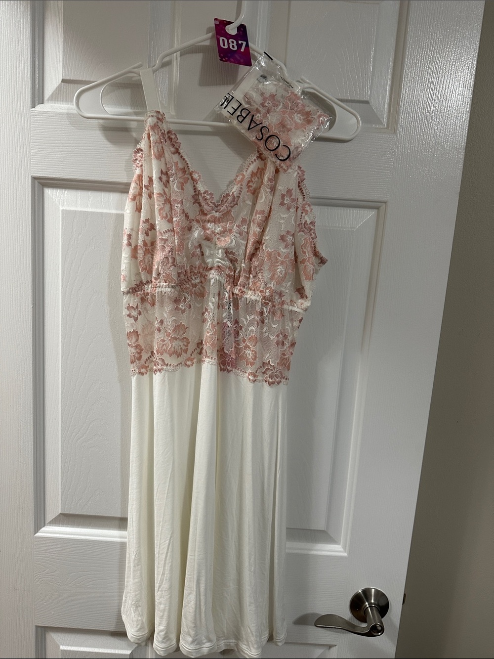 Cosabella Cream Chemise with Dusty Rose Lace